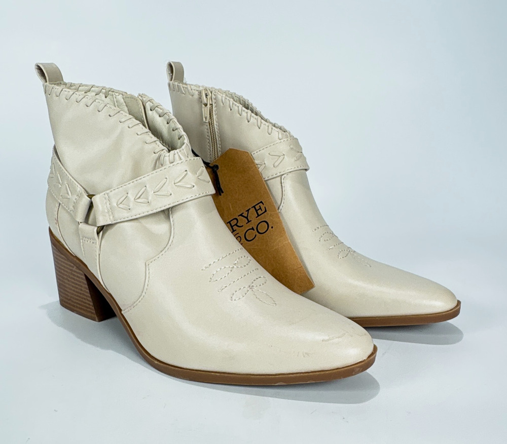Frye and Co. Stone Palma Western Ankle Boots Zip Buckle Stitching Women's 11M